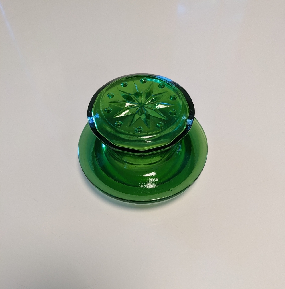 Vintage Wheaton Green Glass Lid *Lid Only*